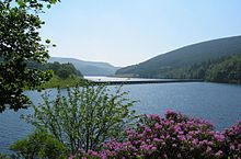 Northern branch of the Ladybower Reservoir, showing aqueduct