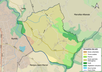 Carte en couleurs présentant l'occupation des sols.