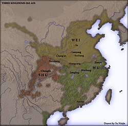 The territories of Shu Han (in red), 262.