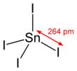 Structure and dimensions of the tin(IV) iodide molecule