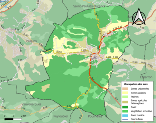 Carte en couleurs présentant l'occupation des sols.