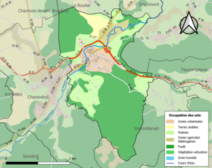 Carte en couleurs présentant l'occupation des sols.