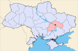 Map of Ukraine with Dnipropetrovsk highlighted