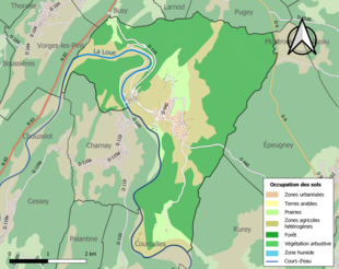 Carte en couleurs présentant l'occupation des sols.