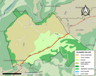 Carte en couleurs présentant l'occupation des sols.