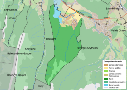 Carte en couleurs présentant l'occupation des sols.