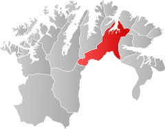 Lage der Kommune in der Provinz Finnmark