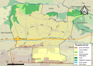 Carte en couleurs présentant l'occupation des sols.