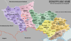 Положення Гегевальду на карті Райхско��ісаріату Україна