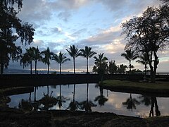 Sunset over Hilo from Liliu'okalani Park in Hilo