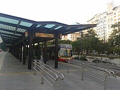 Number 100 bus at Santa Fe station