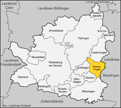 Elhelyezkedése Baden-Württemberg térképén