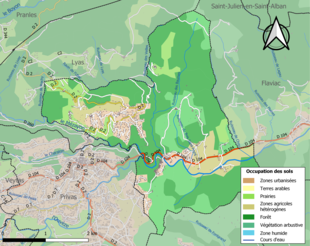 Carte en couleurs présentant l'occupation des sols.