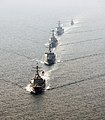 From front to back, USS Momsen, ROKS Seoae Ryu Seong-ryong, USS Decatur, ROKS Yulgok Yi I and ROKS Kwang Myung on 22 May 2016.