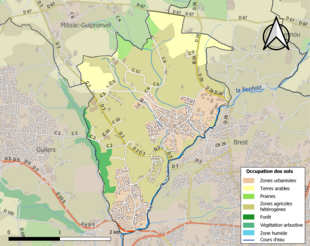 Carte en couleurs présentant l'occupation des sols.