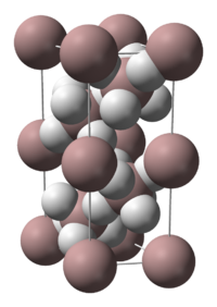 Unit cell spacefill model of aluminium hydride