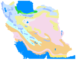 Iran climate map showing locations of province capitals