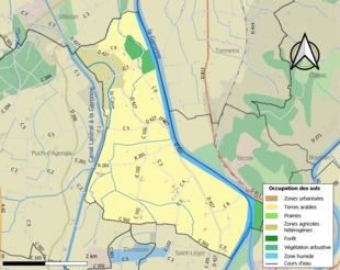 Carte en couleurs présentant l'occupation des sols.