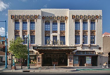 Mix of Pueblo Revival and Art Deco (Pueblo Deco): KiMo Theater, Albuquerque, US, by the Boller Brothers, 1927