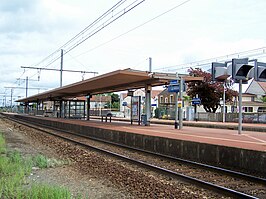 Het middenperron van het station.