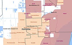 Map of Westchester CDP after merging with University Park CDP in 2020