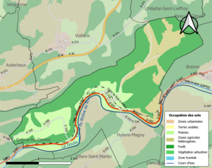 Carte en couleurs présentant l'occupation des sols.