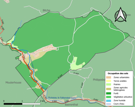 Carte en couleurs présentant l'occupation des sols.