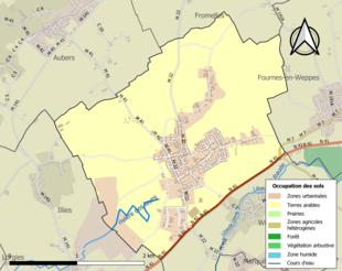 Carte en couleurs présentant l'occupation des sols.