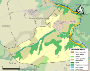 Carte en couleurs présentant l'occupation des sols.