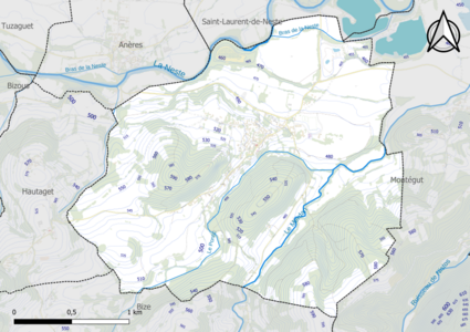 Carte du relief de Nestier.