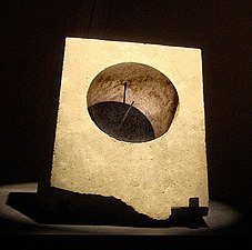 A sun dial, dating from the 3rd century BC, found in the ancient Greco-Bactrian Kingdom city of Ai-Khanoum in present-day Afghanistan