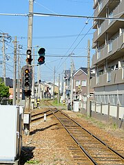 中新湊駅の下り信号機（2014年9月21日）