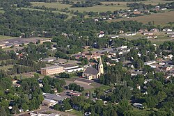 Aerial view of Pierz, note St. Joseph's Church near the center