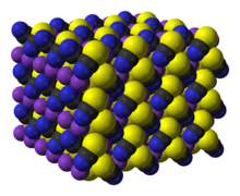 Image de synthèse de la structure du thiocyanate de potassium.