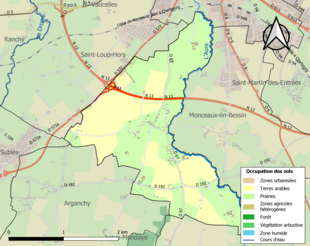 Carte en couleurs présentant l'occupation des sols.