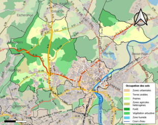 Carte en couleurs présentant l'occupation des sols.