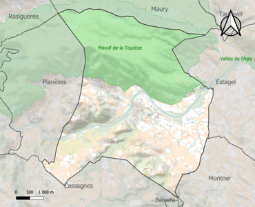 Carte de la ZNIEFF de type 1 sur la commune.