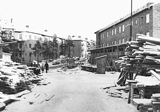 Bostadshus under uppförande 1952.