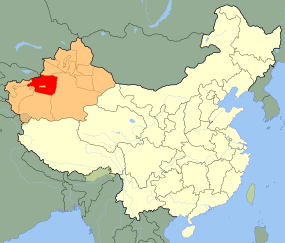 Aksus läge i Xinjiang, Kina.