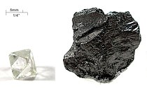 Diamond and graphite, two allotropes of carbon