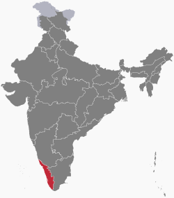 Location of Kerala in the Republic of India