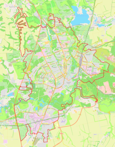 Mapa konturowa Kurska, blisko prawej krawiędzi znajduje się punkt z opisem „URS”