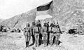 Image 23Soldiers in the Arab Army during the Arab Revolt of 1916–1918, carrying the Flag of the Arab Revolt and pictured in the Arabian Desert. (from History of Saudi Arabia)