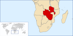 Ligging of Rhodesia en Nyasaland