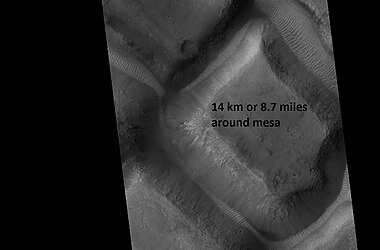 Mesa, as seen by HiRISE under HiWish program. This may make for a good race around a mesa someday in the far future.