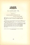 Gesetzesänderung von 1908 die vorschrieb, dass gewisse Klassen von Passagieren (gemeint waren Asiaten und Inder) einen Weiterreisenachweis in die Heimat haben mussten. Zur Krise führte dies beim Versuch der Komagata Maru 1914 derartige „British subjects“ anzulanden.