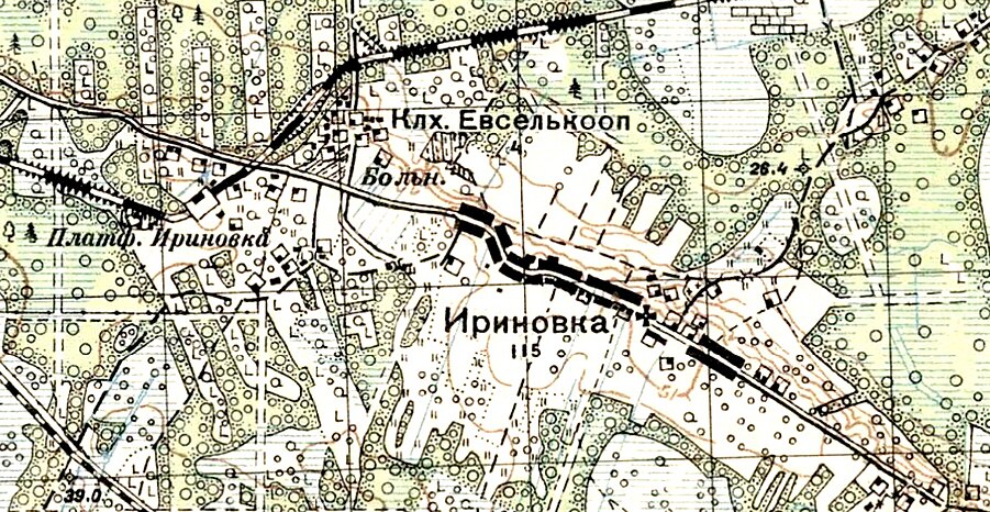 Платформа Ириновка на карте 1931 года