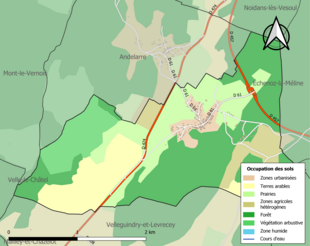 Carte en couleurs présentant l'occupation des sols.