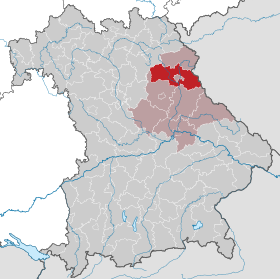 Landkreis Neustadt an der Waldnaabs läge (mörkrött) i Bayern