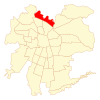 Map of Huechuraba commune within Greater Santiago